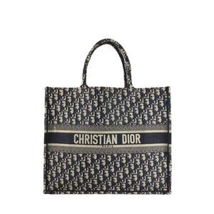 Christian Dior Womens Oblique Canvas Large Book Tote Bag Navy